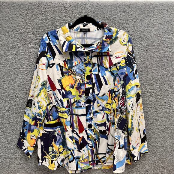 Damee Jacket XL Women's Top Art to Wear FUN Funky Graphic Print Multicolor - Picture 1 of 10
